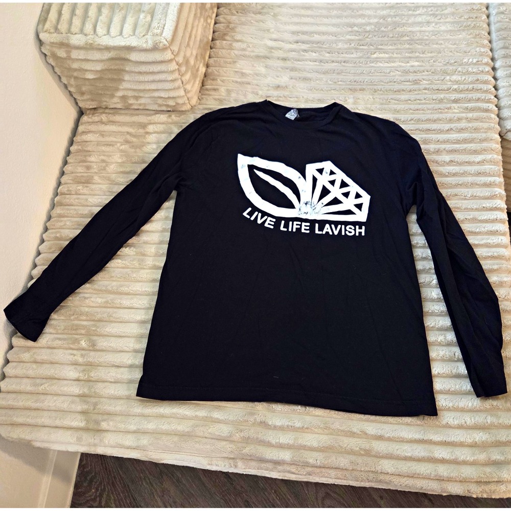 Lavish Republic Live Life Lavish Shirt Mens Size M Black Long Sleeve Graphic Tee